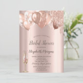 バラ金ゴールドグリッタードリップバルーンブライダルシャワー 招待状 (スタンド正面)