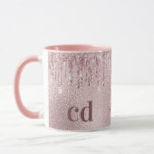 バラ金ゴールドグリッタードリップピンクカスタムモノグラム マグカップ (左)