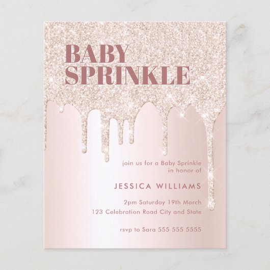 バラ金ゴールドグリッタードリップピンクガールベビー散水 (正面)