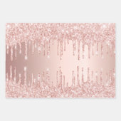 バラ金ゴールドグリッタードリップピンクsparkle glamモノグラム ラッピングペーパーシート (正面3)