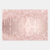 バラ金ゴールドグリッタードリップピンクsparkle glamモノグラム ラッピングペーパーシート (正面3)