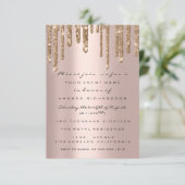 バラ金ゴールドグリッタードリップブライダルシャワー誕生日スパー 招待状 (スタンド正面)