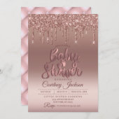 バラ金ゴールドグリッタードリップベビーシャワー招待状 招待状 (正面/裏面)