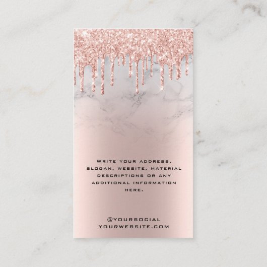 バラ金ゴールドグリッタードリップマーブルイヤリングディスプレイ 名刺 (裏面)