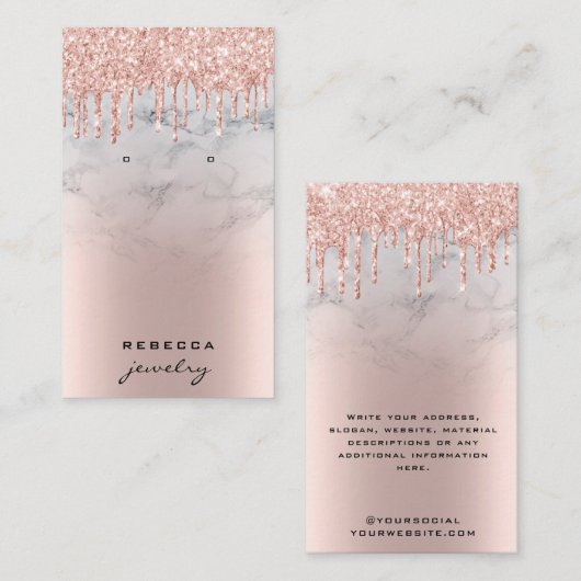 バラ金ゴールドグリッタードリップマーブルイヤリングディスプレイ 名刺 (正面/裏面)