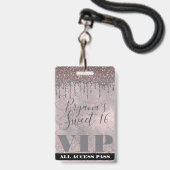 バラ金ゴールドグリッタードリップマーメイドスウィート16 VIPパス バッジ (Back with Lanyard)