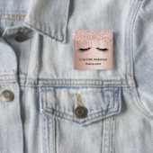 バラ金ゴールドグリッタードリップメイクアップアーティスト名タグ 缶バッジ (インサイチュ)