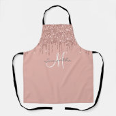 バラ金ゴールドグリッタードリップメタリックピンクパーソナライズされた エプロン (正面)