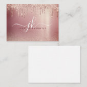 バラ金ゴールドグリッタードリップモノグラエレガントムイニシャル ノートカード (正面/裏面)