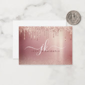 バラ金ゴールドグリッタードリップモノグラエレガントムイニシャル ノートカード (正面/裏面インサイチュ)