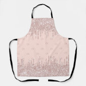 バラ金ゴールドグリッタードリップモノグラムイニシャルグラム エプロン (正面)