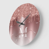 バラ金ゴールドグリッタードリップモノグラムメタリック ラージ壁時計 (傾斜)