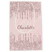 バラ金ゴールドグリッタードリップモノグラムラグジュアリー ミディアムペーパーバッグ (正面)