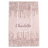 バラ金ゴールドグリッタードリップモノグラムラグジュアリー ミディアムペーパーバッグ (裏面)