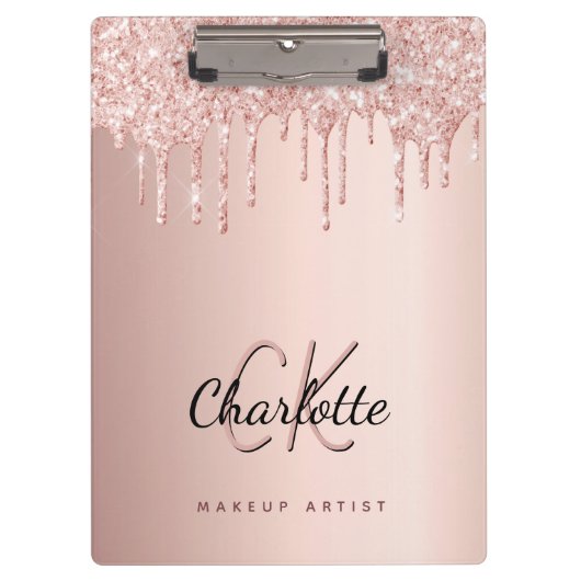 バラ金ゴールドグリッタードリップモノグラム事業 クリップボード (正面)