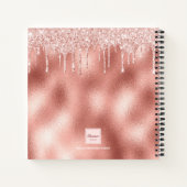 バラ金ゴールドグリッタードリップモノグラム名 ノートブック (裏面)