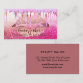 バラ金ゴールドグリッタードリップリップメイクアップアーティストサロン 名刺 (正面/裏面)