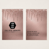 バラ金ゴールドグリッタードリップロゴイヤリングディスプレイカード (正面&裏面)