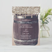 バラ金ゴールドグリッタードリップ素朴グラムブライダルシャワー 招待状 (スタンド正面)