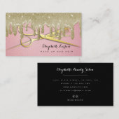 バラ金ゴールドグリッタードリップ美容師美しいサロン 名刺 (正面/裏面)