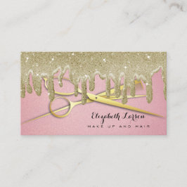 バラ金ゴールドグリッタードリップ美容師美しいサロン 名刺