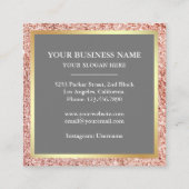 バラ金ゴールドグリッタードリップ赤面ピンクカスタムケーキ スクエア名刺 (裏面)