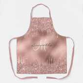 バラ金ゴールドグリッタードリップ金属箔パーソナライズされた エプロン (正面)