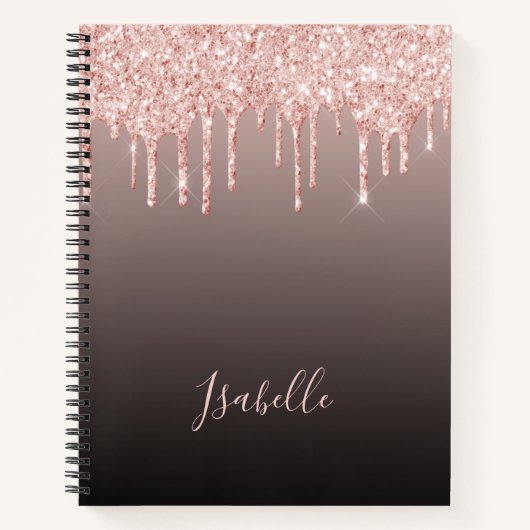 バラ金ゴールドグリッタードリップ黒銅グラデーション名 ノートブック (正面)