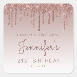 バラ金ゴールドグリッタードリップ21歳の誕生日ありがとう スクエアシール