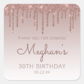 バラ金ゴールドグリッタードリップ30th誕生日ありがとう スクエアシール (正面)
