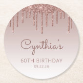 バラ金ゴールドグリッタードリップ60thバースデーパーティー ラウンドペーパーコースター (正面)