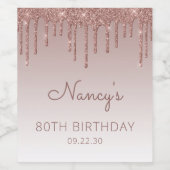 バラ金ゴールドグリッタードリップ80thバースデーパーティー ワインラベル (シングルラベル)