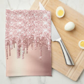 バラ金ゴールドグリッタードリップ キッチンタオル (四つ折り)