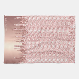 バラ金ゴールドグリッタードリップ キッチンタオル