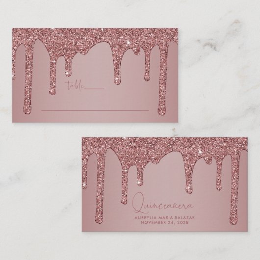 バラ金ゴールドグリッタードリプスキンセアニェラ プレイスカード (正面/裏面)