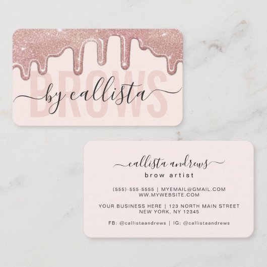 バラ金ゴールドグリッタードリプスタイポグラフィアイブロアーティスト 名刺 (正面/裏面)