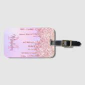 バラ金ゴールドグリッタードリプスユニコーングラデーションモノグラムの ラゲッジタグ (正面横)