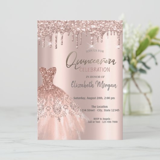 バラ金ゴールドグリッタードレスキエレガントンセアニェラ 招待状 (スタンド正面)