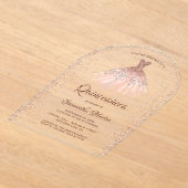 バラ金ゴールドグリッタードレスキンセアニラパーティー アクリル招待状 (レイダウン)