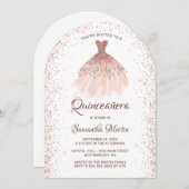 バラ金ゴールドグリッタードレスキンセアニラパーティー 招待状 (正面/裏面)