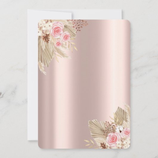 バラ金ゴールドグリッタードレスフラワーズキンセアニラ 招待状 (裏面)