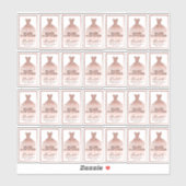 バラ金ゴールドグリッタードレス誕生日ハンドサニタイザ シール (シート)