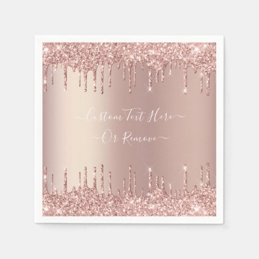 バラ金ゴールドグリッターナプキパーソナライズされたンスカスタム文字 スタンダードカクテルナプキン (正面)