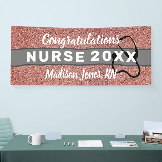 バラ金ゴールドグリッターナース卒業学年名 横断幕 (トレードショー)