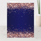 バラ金ゴールドグリッターネイビーグラデーションハッピーバースデービッグ カード (裏面)