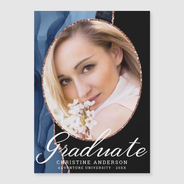 バラ金ゴールドグリッターネイビーブルーアガテ写真卒業 (正面)