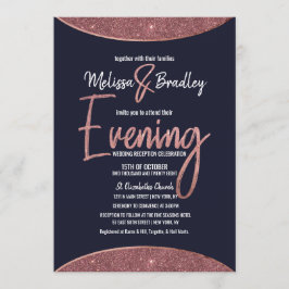 バラ金ゴールドグリッターネイビーブルーサーキュラー夕べ 招待状