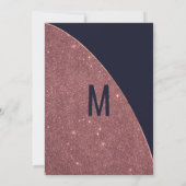 バラ金ゴールドグリッターネイビーブルーサーキュラ結婚ル 招待状 (裏面)