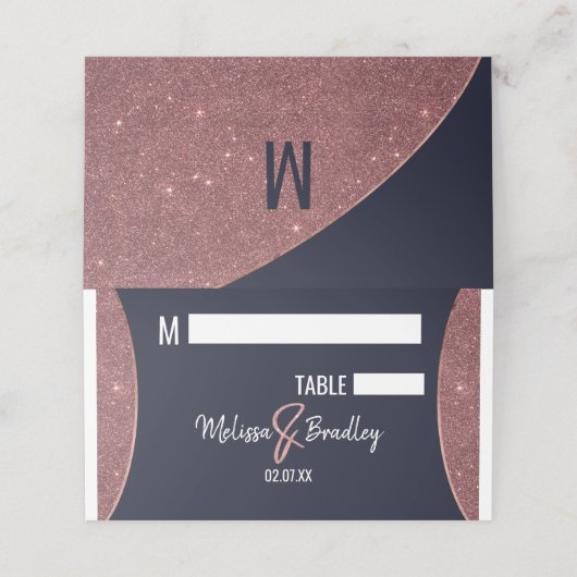 バラ金ゴールドグリッターネイビーブルーサークル座席表 プレイスカード (外部開封)