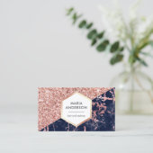 バラ金ゴールドグリッターネイビーブルーマーブルメイクアップアーティスト 名刺 (スタンド正面)